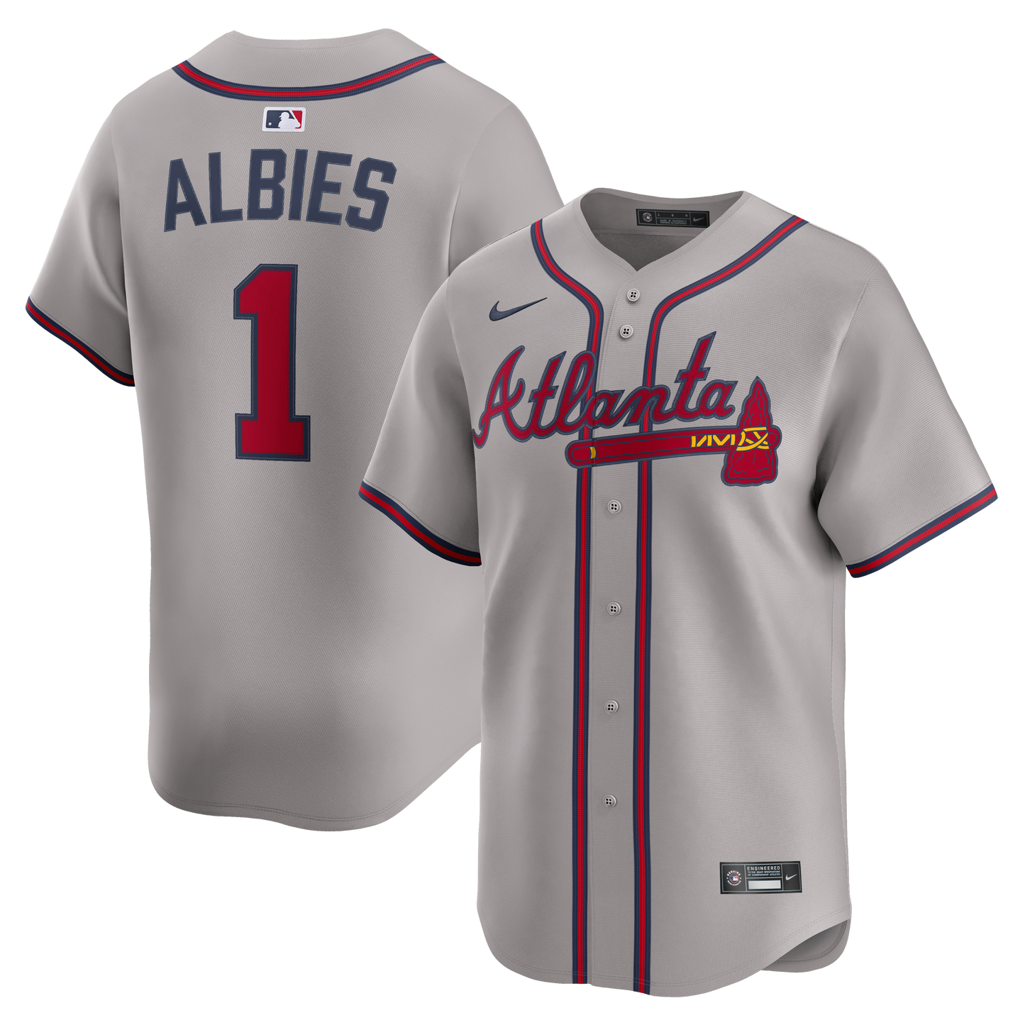 Ozzie Albies Atlanta Braves Road Limited Player Jersey - Gray | Stitched Baseball Jersey TJS1213