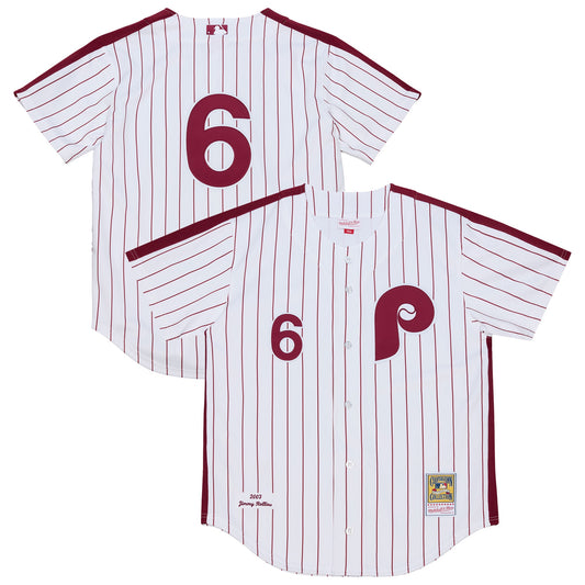 Jimmy Rollins Philadelphia Phillies M & N 2003 Cooperstown Collection Jersey - White | Stitched Baseball Jersey TJS1554