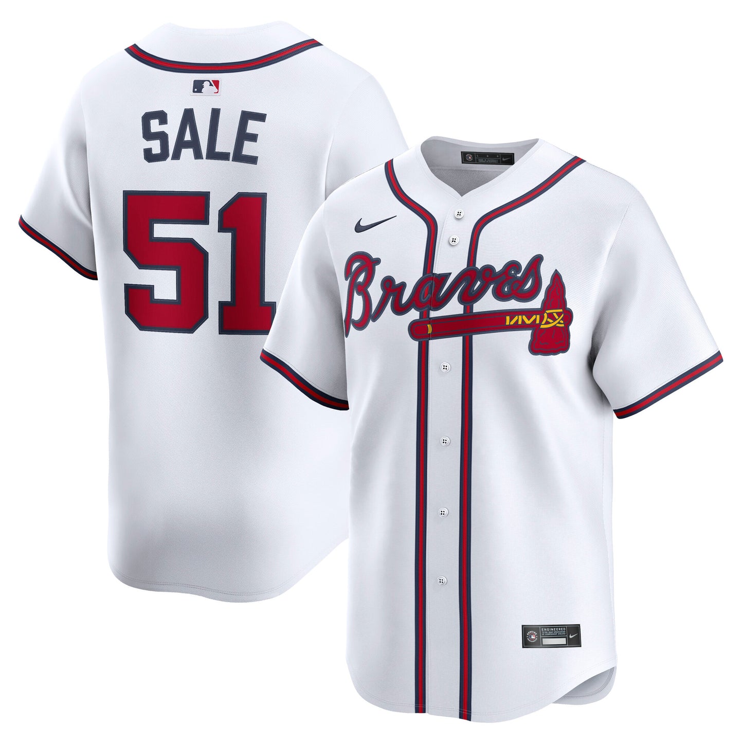 Chris Sale Atlanta Braves Home Limited Player Jersey - White | Stitched Baseball Jersey TJS1316