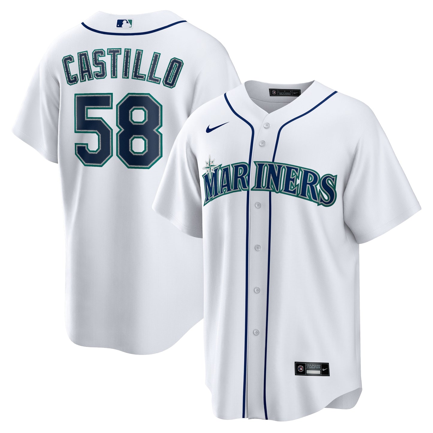 Luis Castillo Seattle Mariners Home Replica Jersey - White | Stitched Baseball Jersey TJS1384