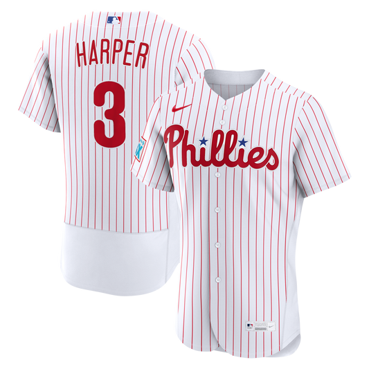 Bryce Harper Philadelphia Phillies Home Sponsor Patch Jersey - White | Stitched Baseball Jersey TJS1539