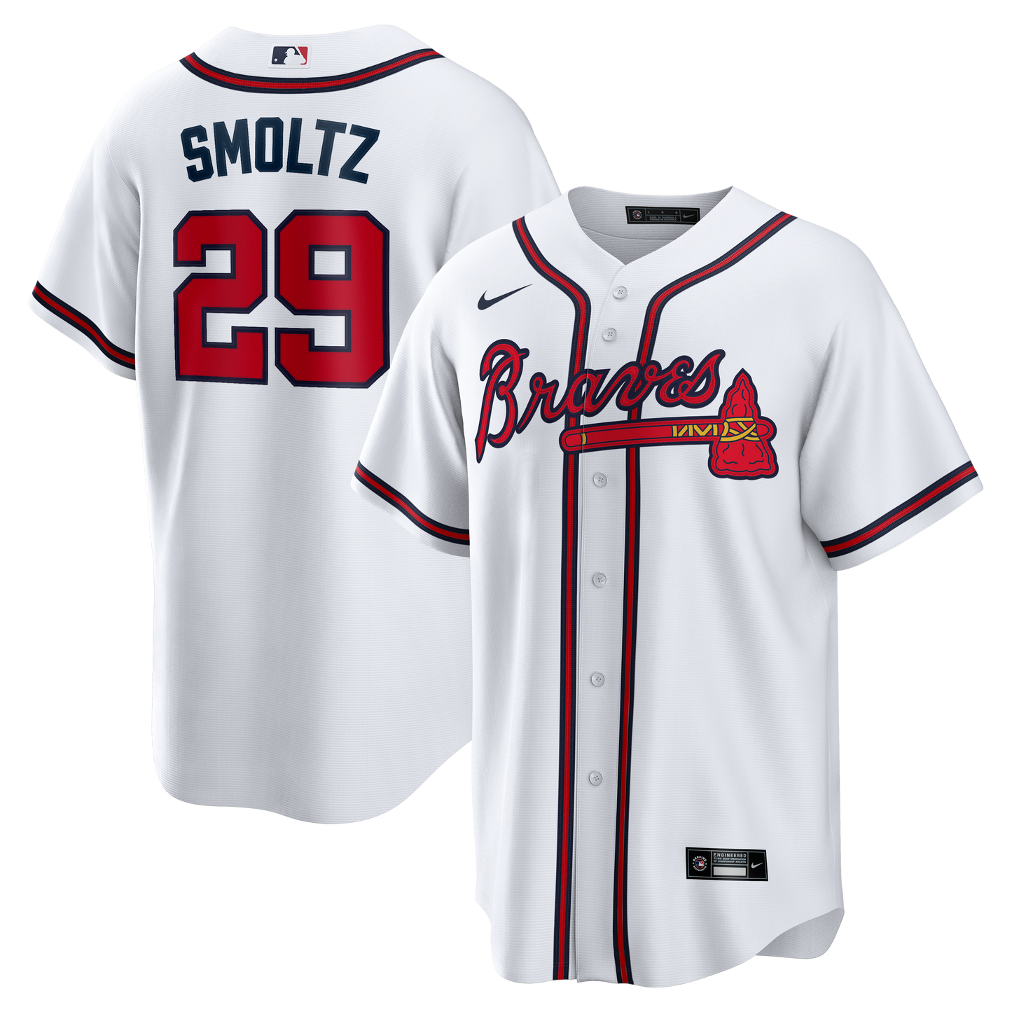 John Smoltz Atlanta Braves Home Retired Player Replica Jersey - White | Stitched Baseball Jersey TJS1369