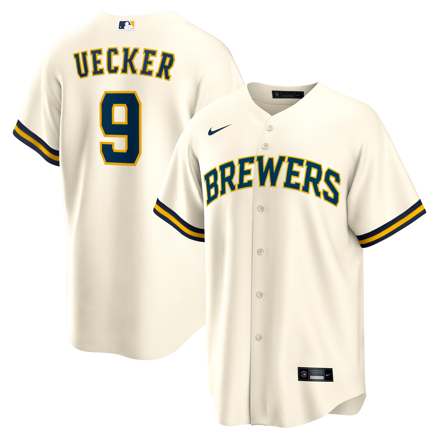 Bob Uecker Milwaukee Brewers Home Retired Player Replica Jersey - Cream | Stitched Baseball Jersey TJS1555
