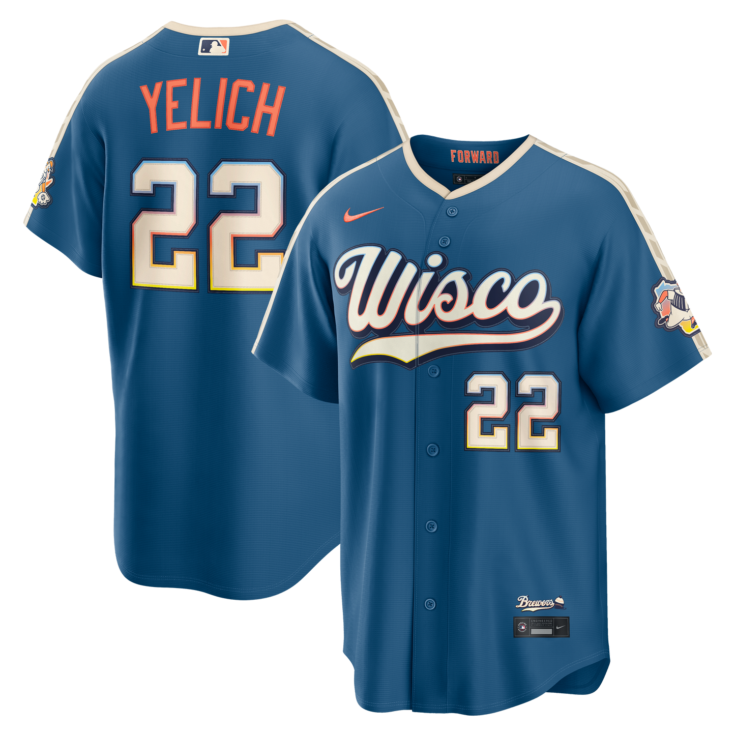 Christian Yelich Milwaukee Brewers 2026 City Connect Stadium Jersey - Mineral Blue | Stitched Baseball Jersey TJS1659