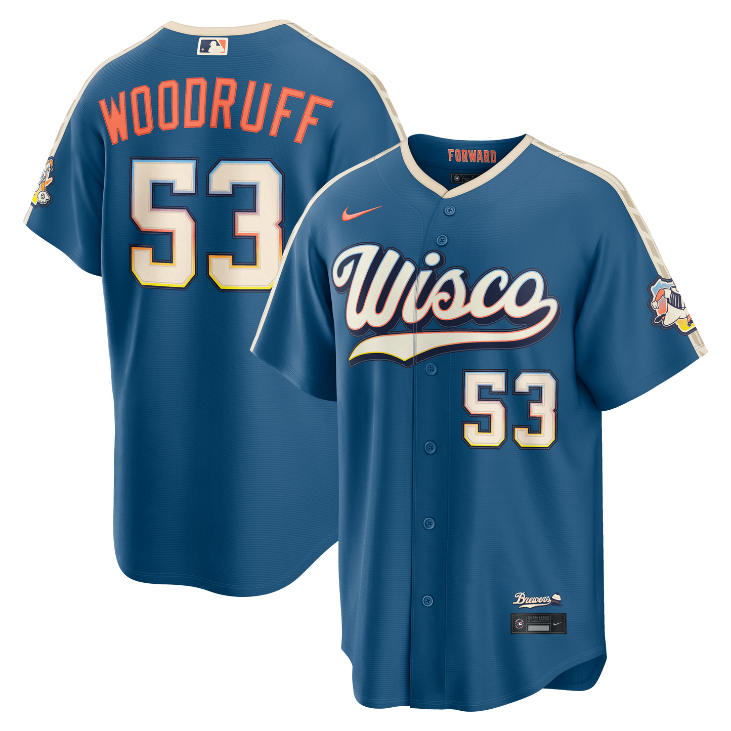 Brandon Woodruff Milwaukee Brewers 2026 City Connect Stadium Jersey - Mineral Blue | Stitched Baseball Jersey TJS1722