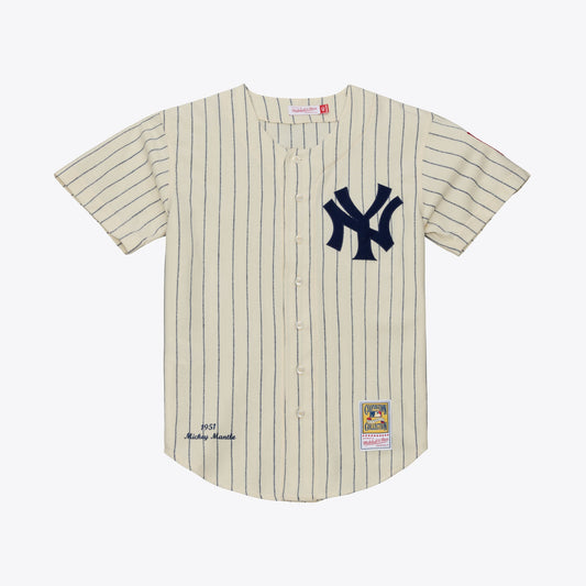 Mickey Mantle New York Yankees M & N 1951 Cooperstown Collection Jersey - Cream | Stitched Baseball Jersey TJS1701