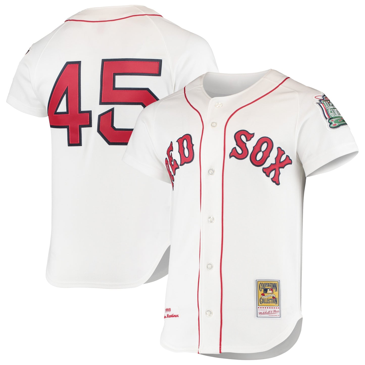 Pedro Martinez Boston Red Sox M & N 1999 Cooperstown Collection Home Jersey - White | Stitched Baseball Jersey TJS1683