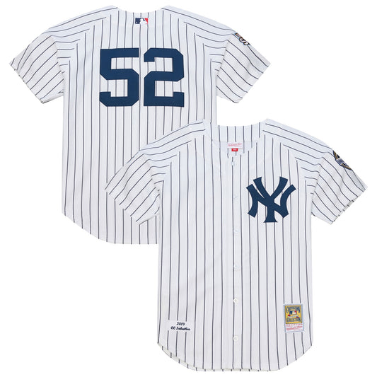 CC Sabathia New York Yankees M & N 2009 Cooperstown Collection Jersey - White | Stitched Baseball Jersey TJS1713