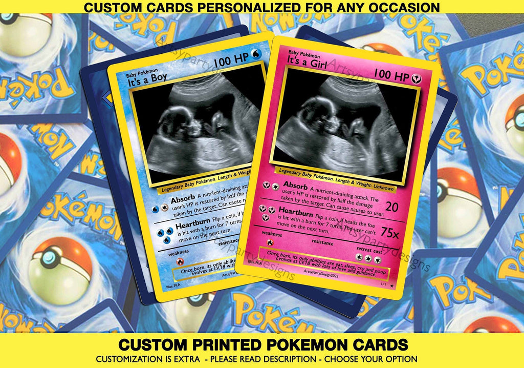 Pokemon Pregnancy Card, Pokemon Gender Reveal, Custom Pokemon Card, Pregnancy announcement, Gender Reveal, Pokemon Valentine Card