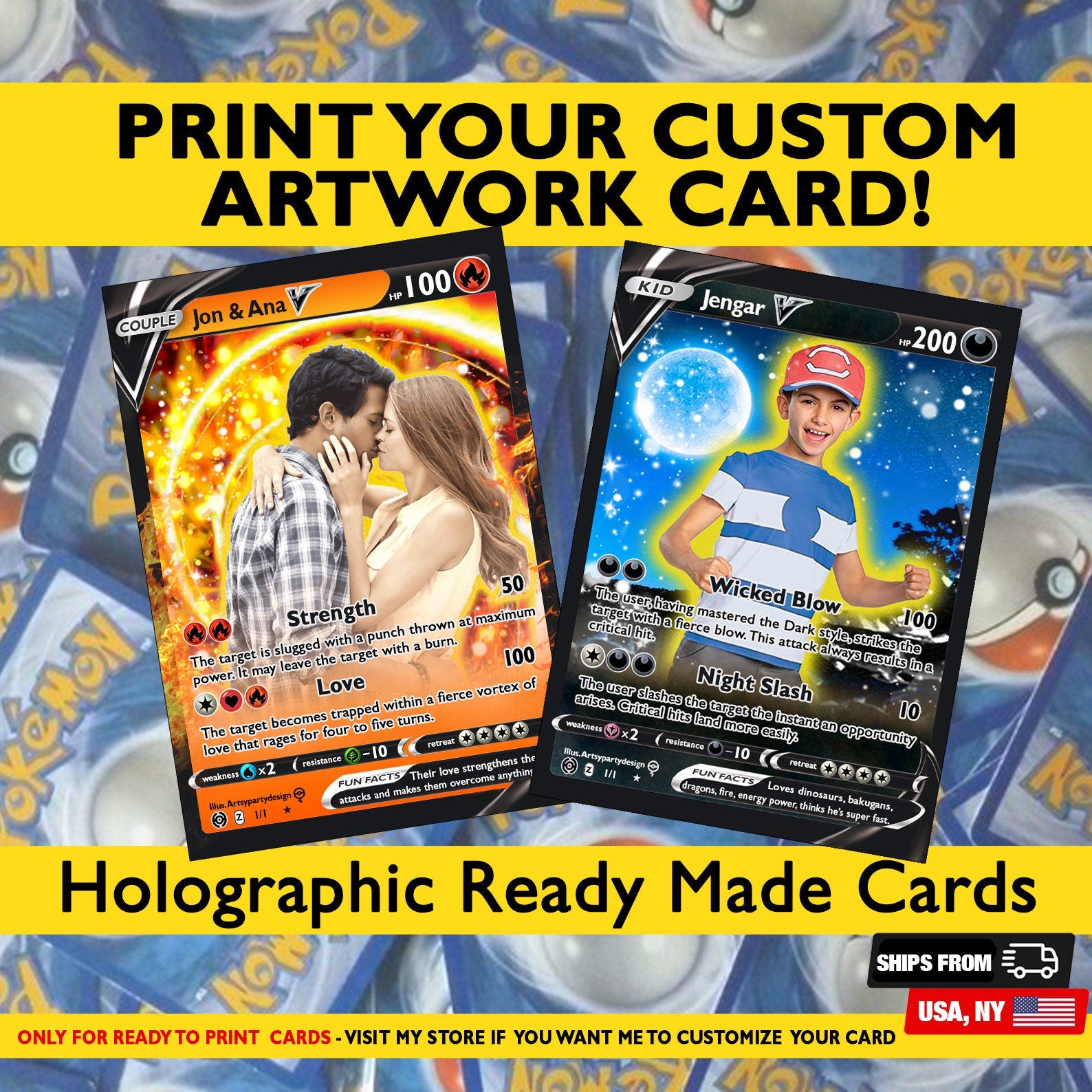 Custom Pokemon Card, Print Your Own Card, Holographic Custom Cards, Proxy Card Print, MTG Print Cards, Print Trading Cards, Print Pokemon