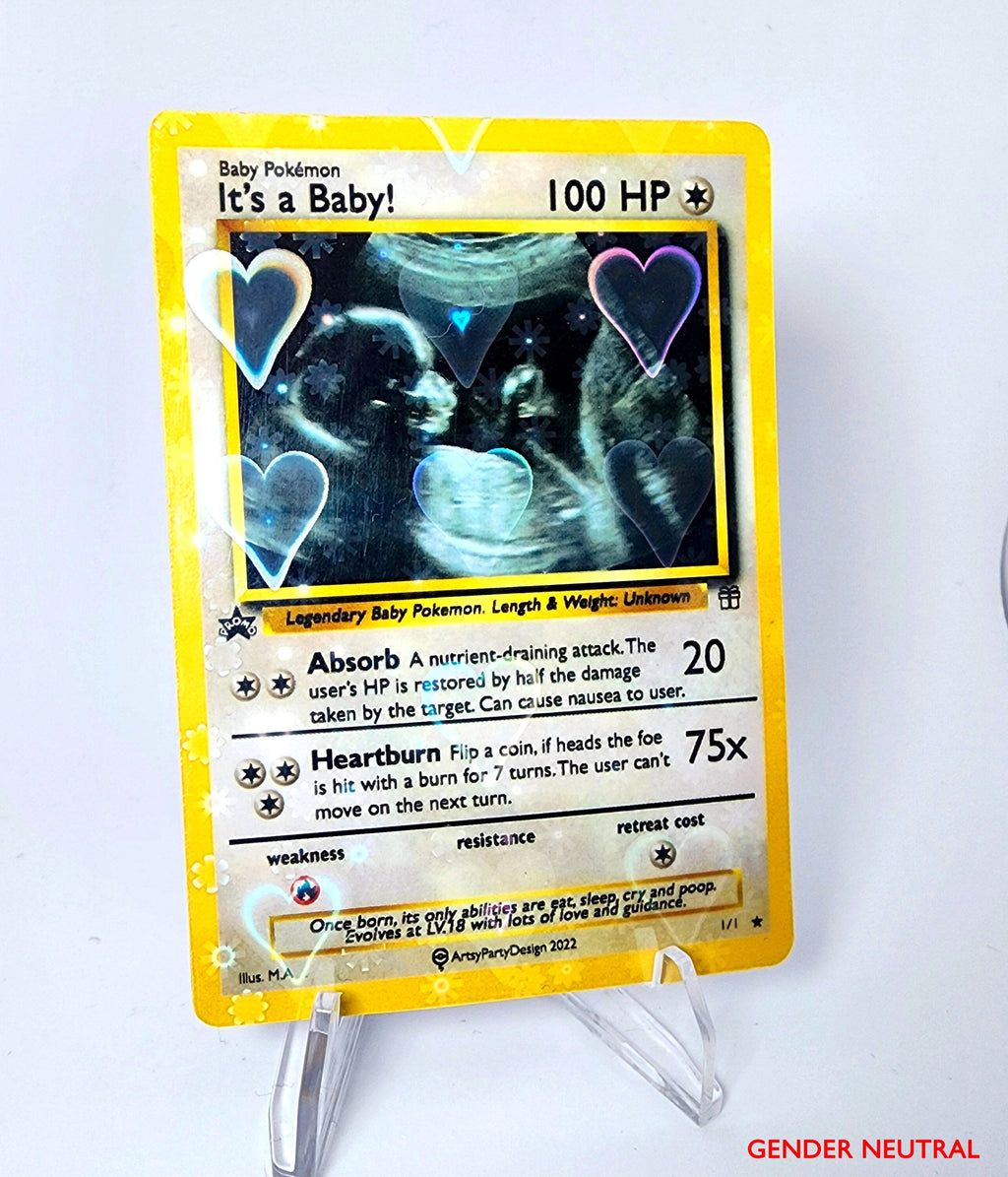 Pokemon Pregnancy Card, Pokemon Gender Reveal, Custom Pokemon Card, Pregnancy announcement, Gender Reveal, Pokemon Valentine Card