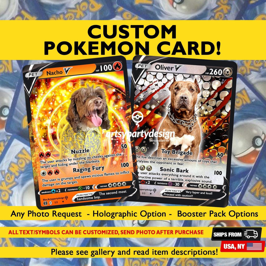Custom Pokemon Card, Pet as Pokemon , Pokemon Birthday Card, Pokemon Couple Card, Pokemon Gift, Pokemon Christmas Card,Pets,People any photo