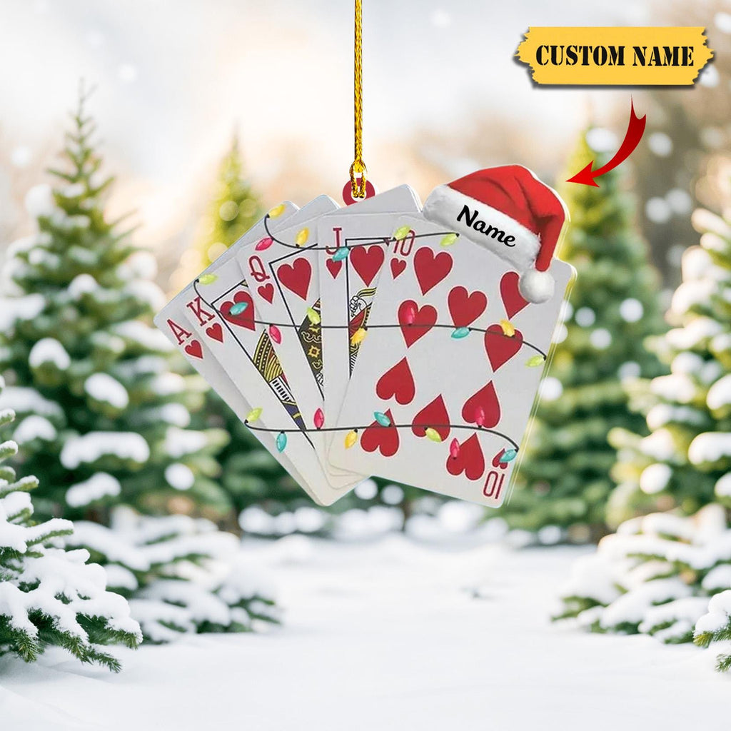 Personalized Playing Card Christmas Hanging Ornament 2D , Casino Games Ornament ,Royal flush playing card Ornament De...