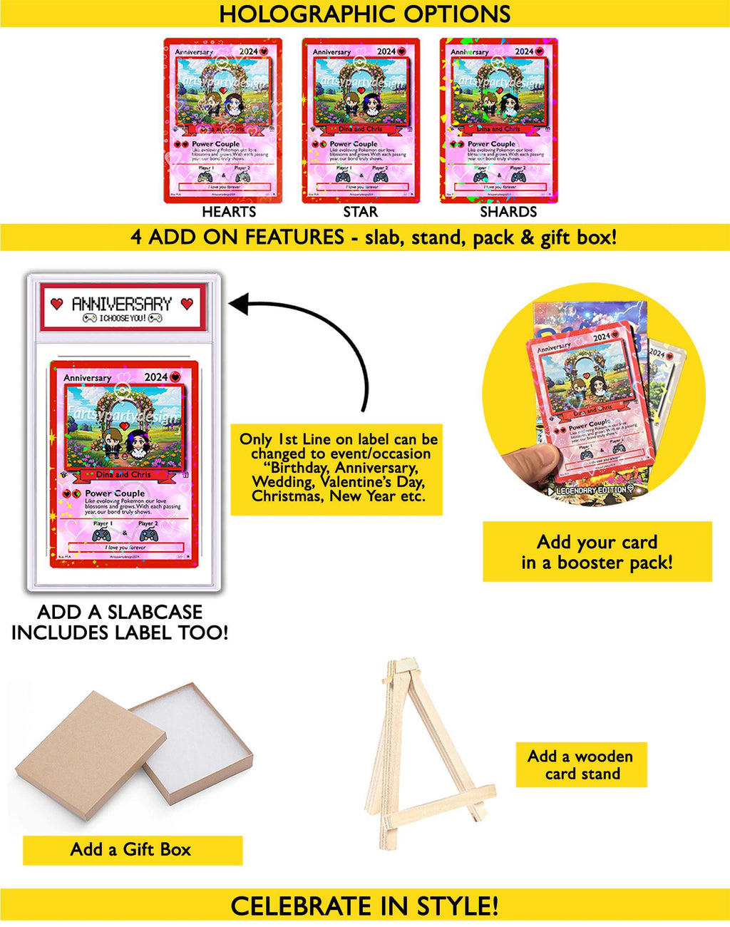 Custom Anniversary Card, Custom Pokemon Card, Custom Trading Card, Pokemon Proposal Card, Pokemon Anniversary, Pokemon Wedding Card, TCG