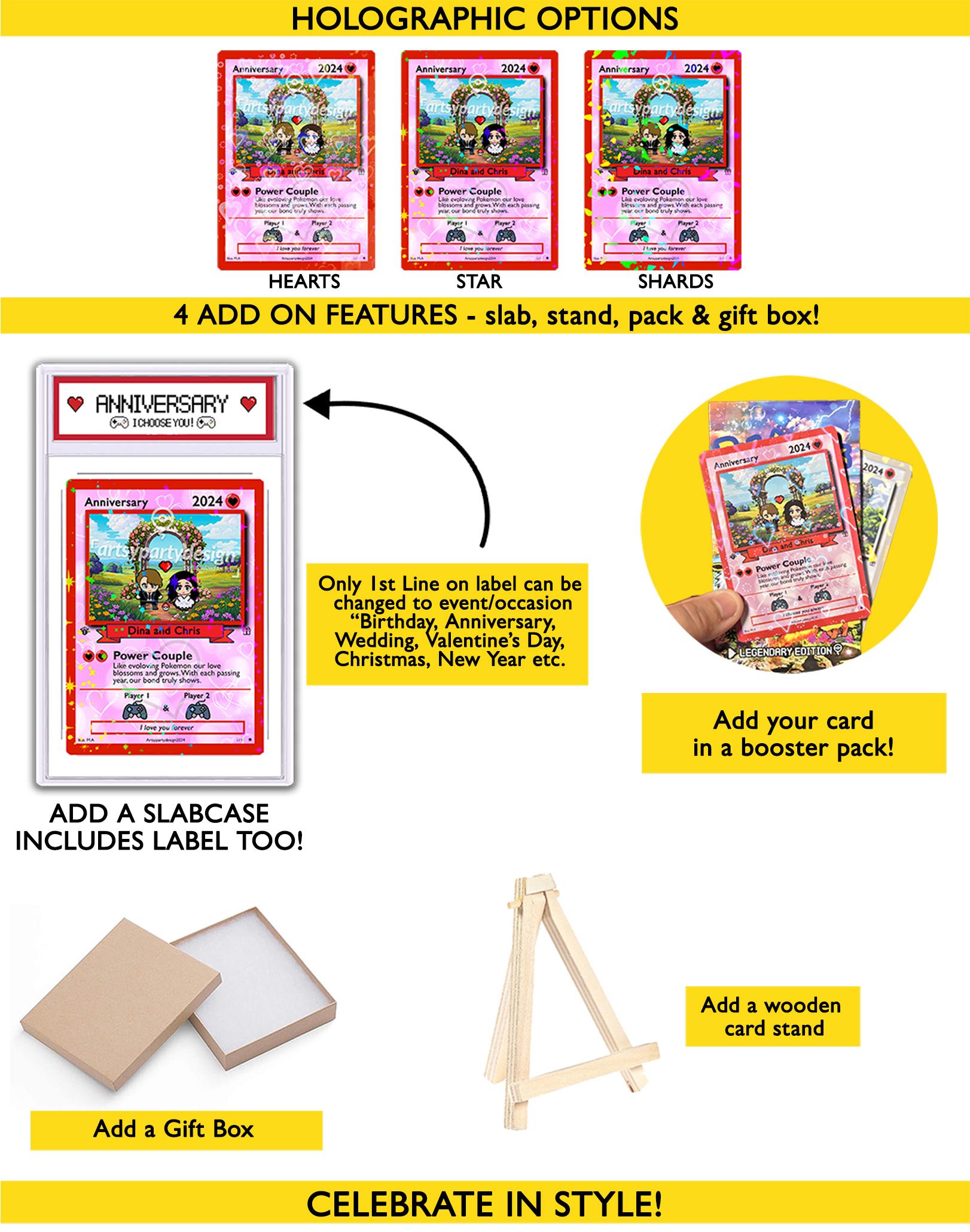 Custom Anniversary Card, Custom Pokemon Card, Custom Trading Card, Pokemon Proposal Card, Pokemon Anniversary, Pokemon Wedding Card, TCG