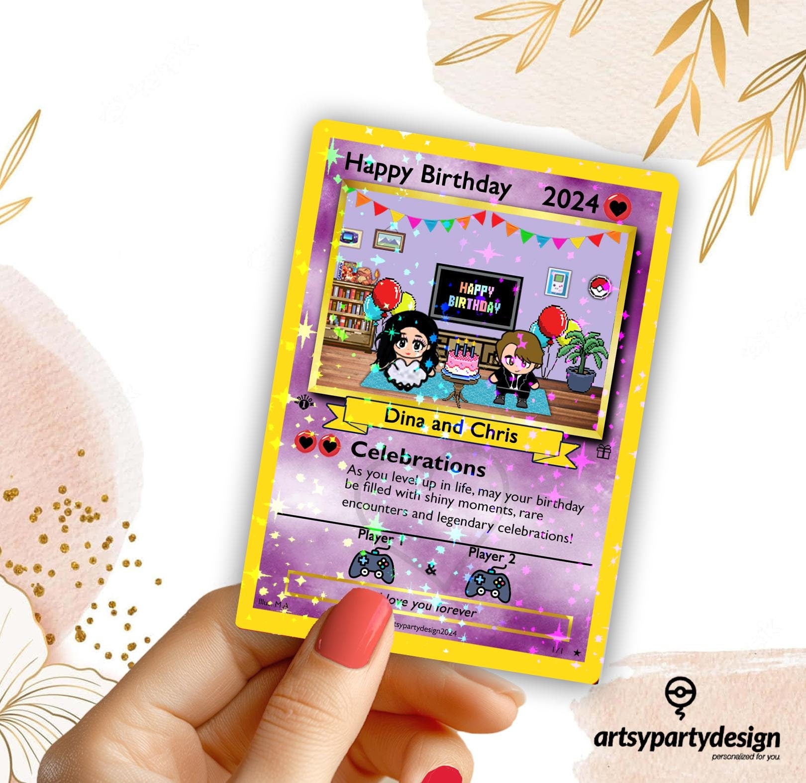 Custom Birthday Card, Custom Pokemon Card, Custom Trading Card, Pokemon Birthday Card, Pokemon Birthday, Birthday Card, Custom Pokemon
