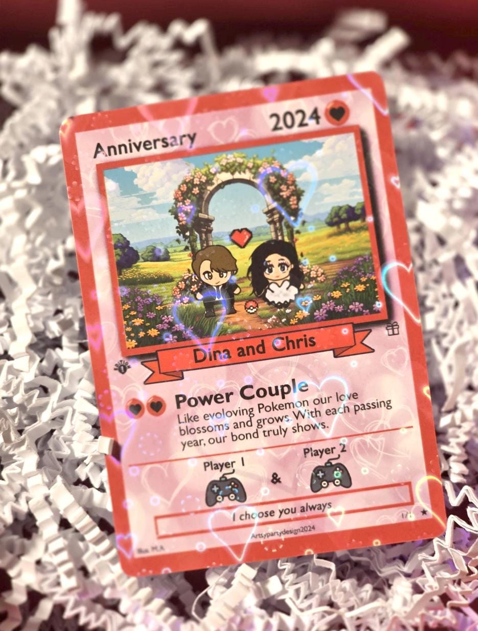 Custom Anniversary Card, Custom PokeCard, Valentines Day Gift , Proposal Card, Anniversary, Wedding Card, Anime Gift, Badman, DB Gift