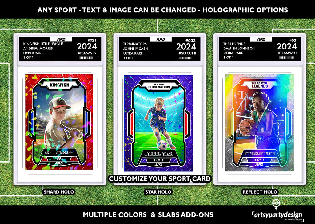 Custom Sports Card for Kids, Custom Sport Card, Custom Slabcase Trading Card, Baseball,Soccer, Hockey, Football, Basketball, Sport Card Kids