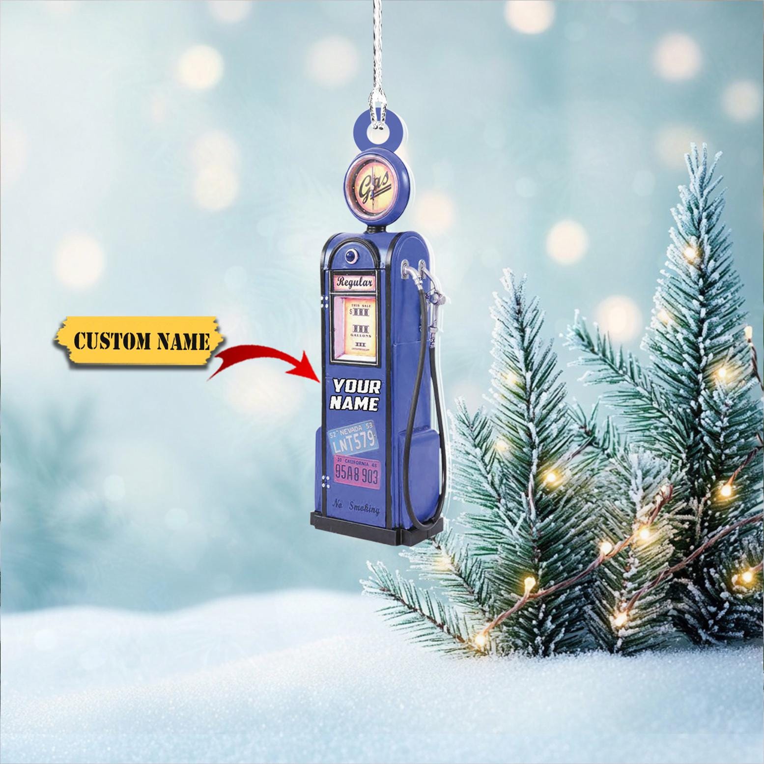 Gas Pump Christmas Ornament 2D , Funny Gas Pump Ornament, Fuel Pump Ornament Gift, Gasoline Pump Ornament, Gas Statio...