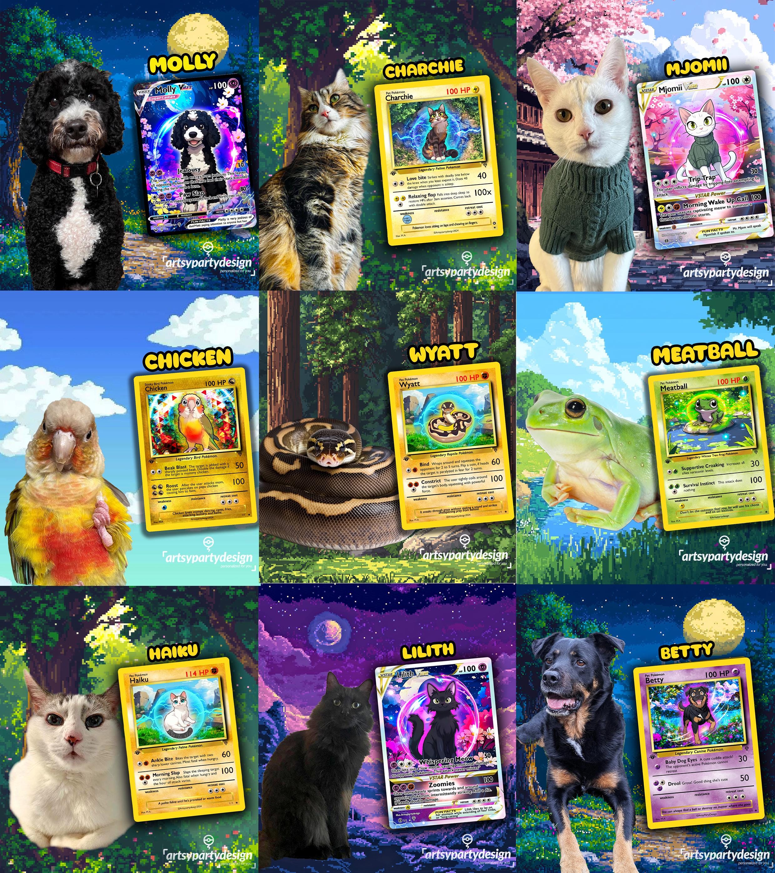 Custom Pokemon Card, Pet as Pokemon , Pokemon Card, Turn your pet into a Pokemon, Pokemon Illustration, Artist rendition, Cartoon art