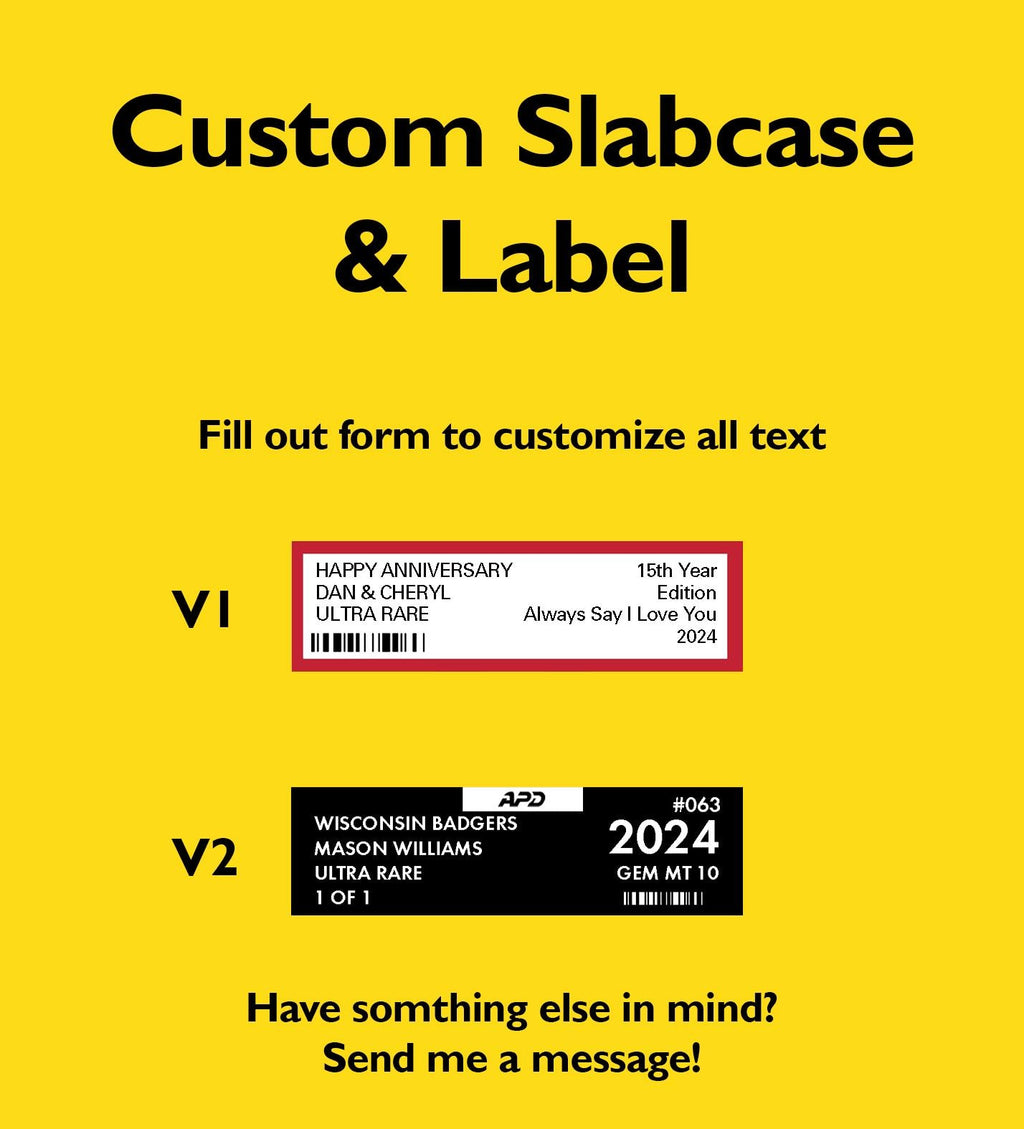 Custom label and Slabcase for graded cards, custom label for cards, double sided, custom slabcase, slabcase labels, graded or custom style
