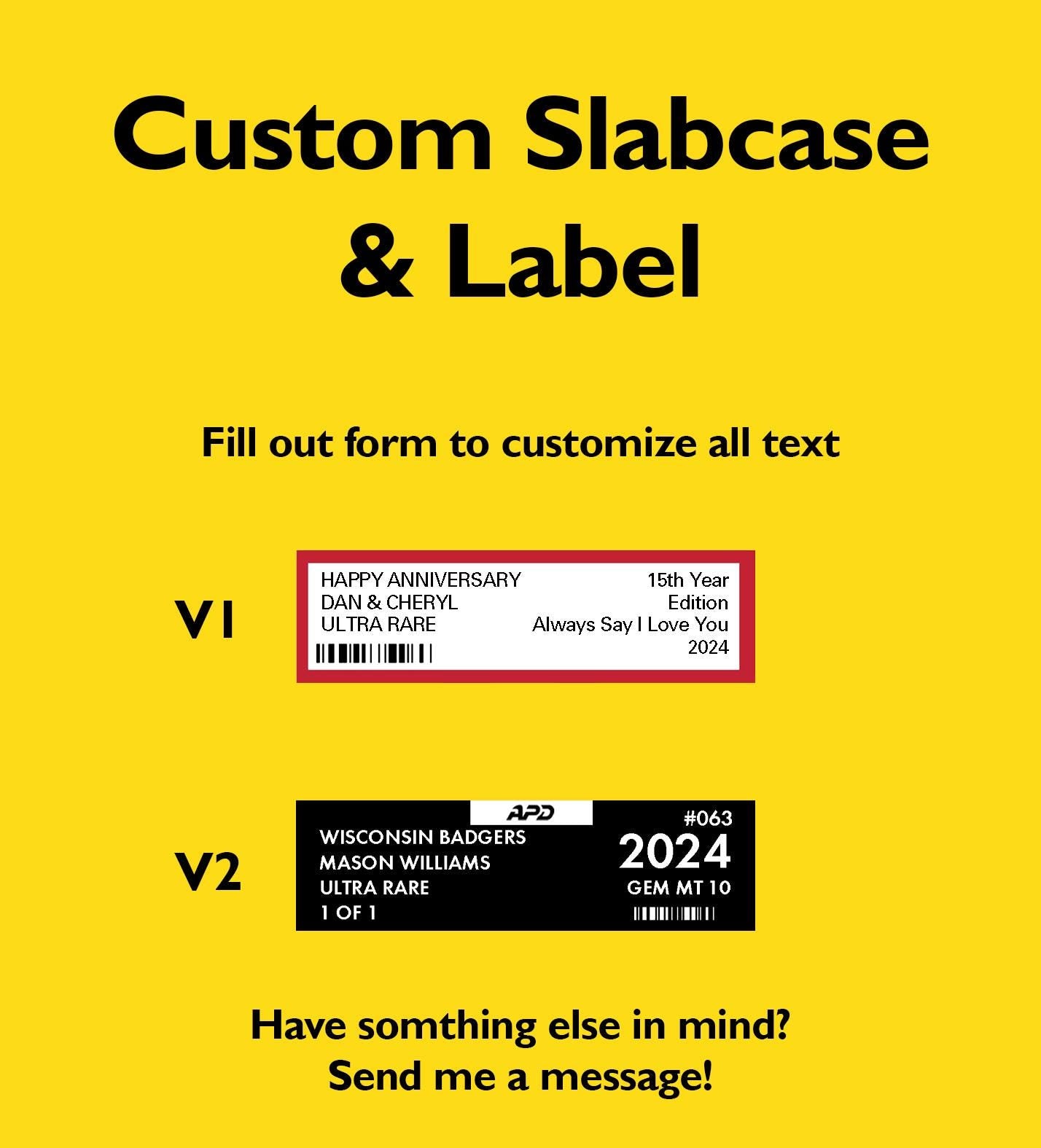 Custom label and Slabcase for graded cards, custom label for cards, double sided, custom slabcase, slabcase labels, g...