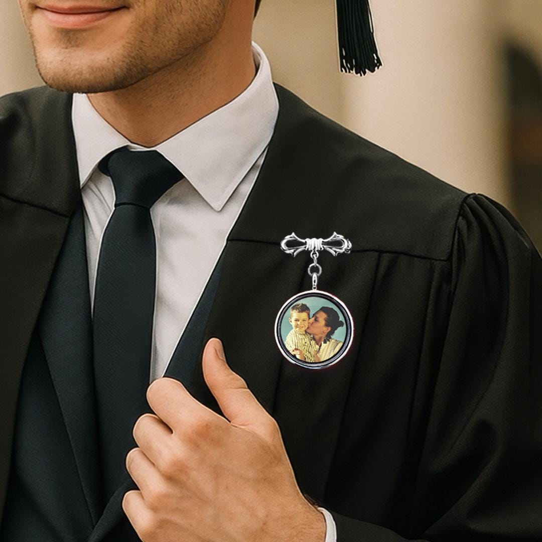 Custom Graduation Lapel Pin With Photo, Message Card Available Graduation Charm, High School Graduation, Funeral Lape...