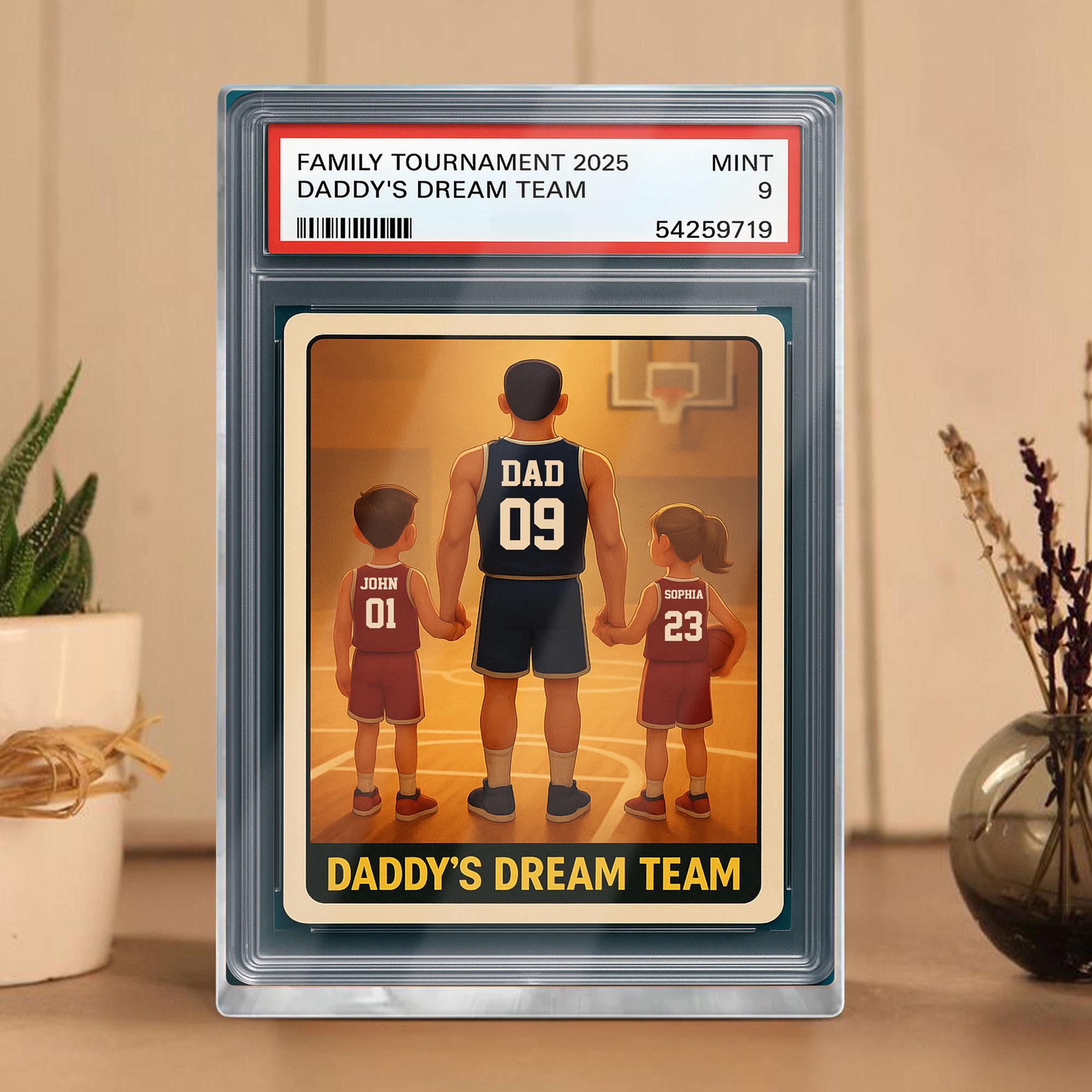 Basketball No.1 Dad Grandpa Man And Kids Trading Card Style Personalized Acrylic Block, Fathers Day Gift For Basketba...