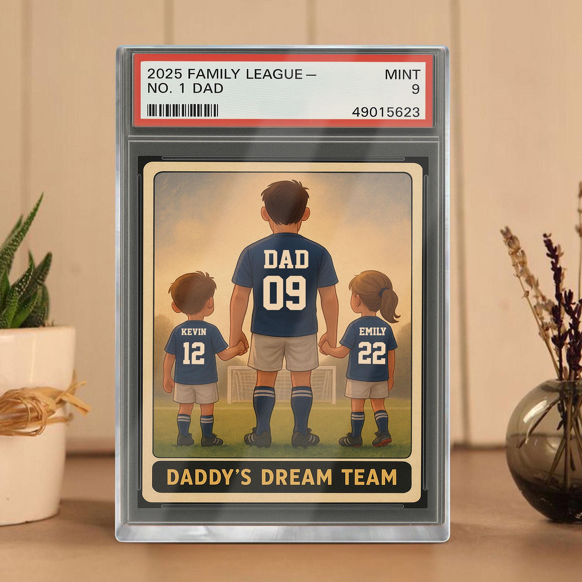 Soccer No.1 Dad Grandpa Man And Kids Trading Card Style Personalized Acrylic Block, Fathers Day Gift For Soccer Dad, ...