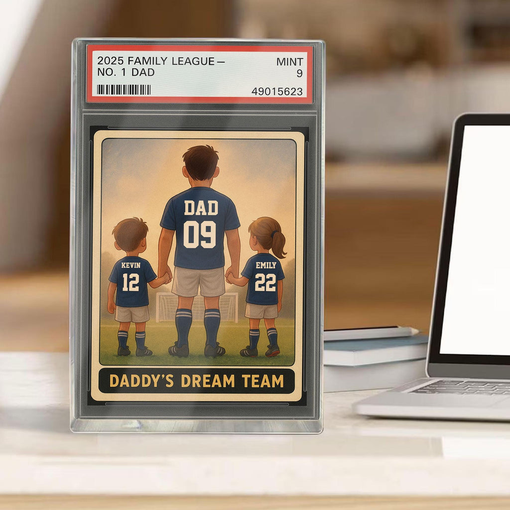 Soccer No.1 Dad Grandpa Man And Kids Trading Card Style Personalized Acrylic Block, Fathers Day Gift For Soccer Dad, ...