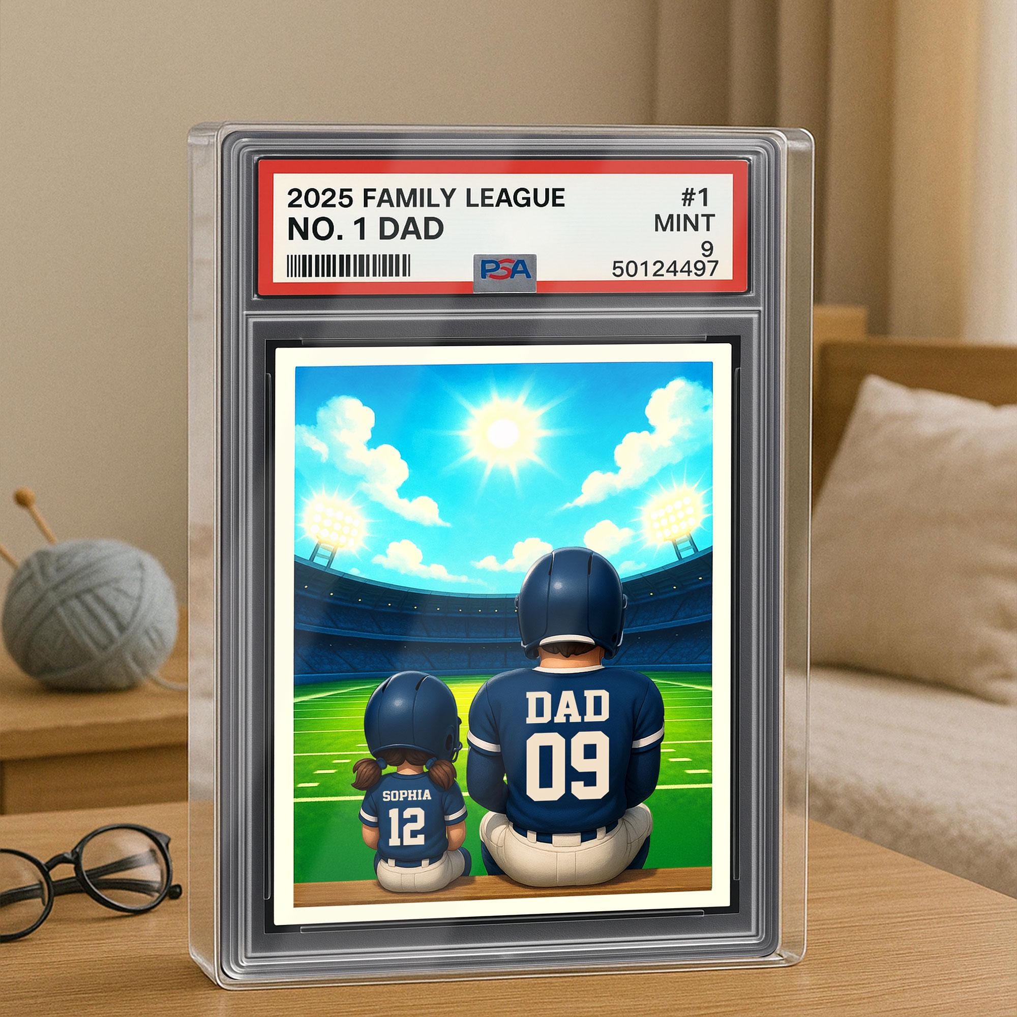 Football No.1 Dad Personalized Trading Card Acrylic Block Plaque, Sport Dad Keepsake, Dad & Kids Decor, Custom Father...