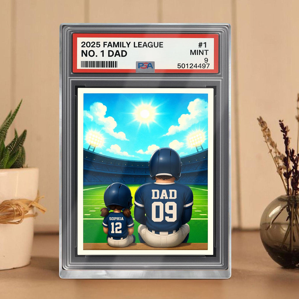 Football No.1 Dad Personalized Trading Card Acrylic Block Plaque, Sport Dad Keepsake, Dad & Kids Decor, Custom Father...