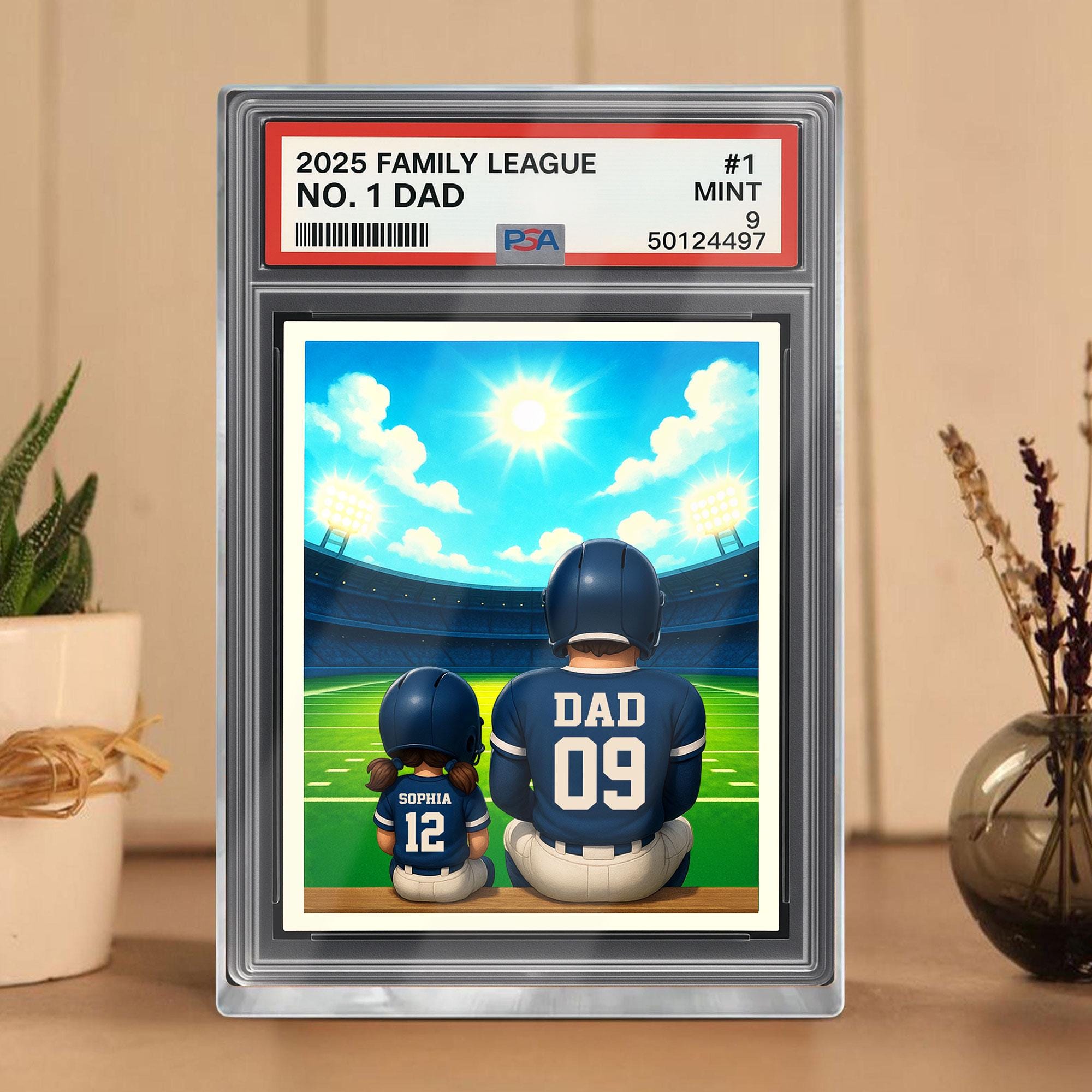 Football No.1 Dad Personalized Trading Card Acrylic Block Plaque, Sport Dad Keepsake, Dad & Kids Decor, Custom Father...