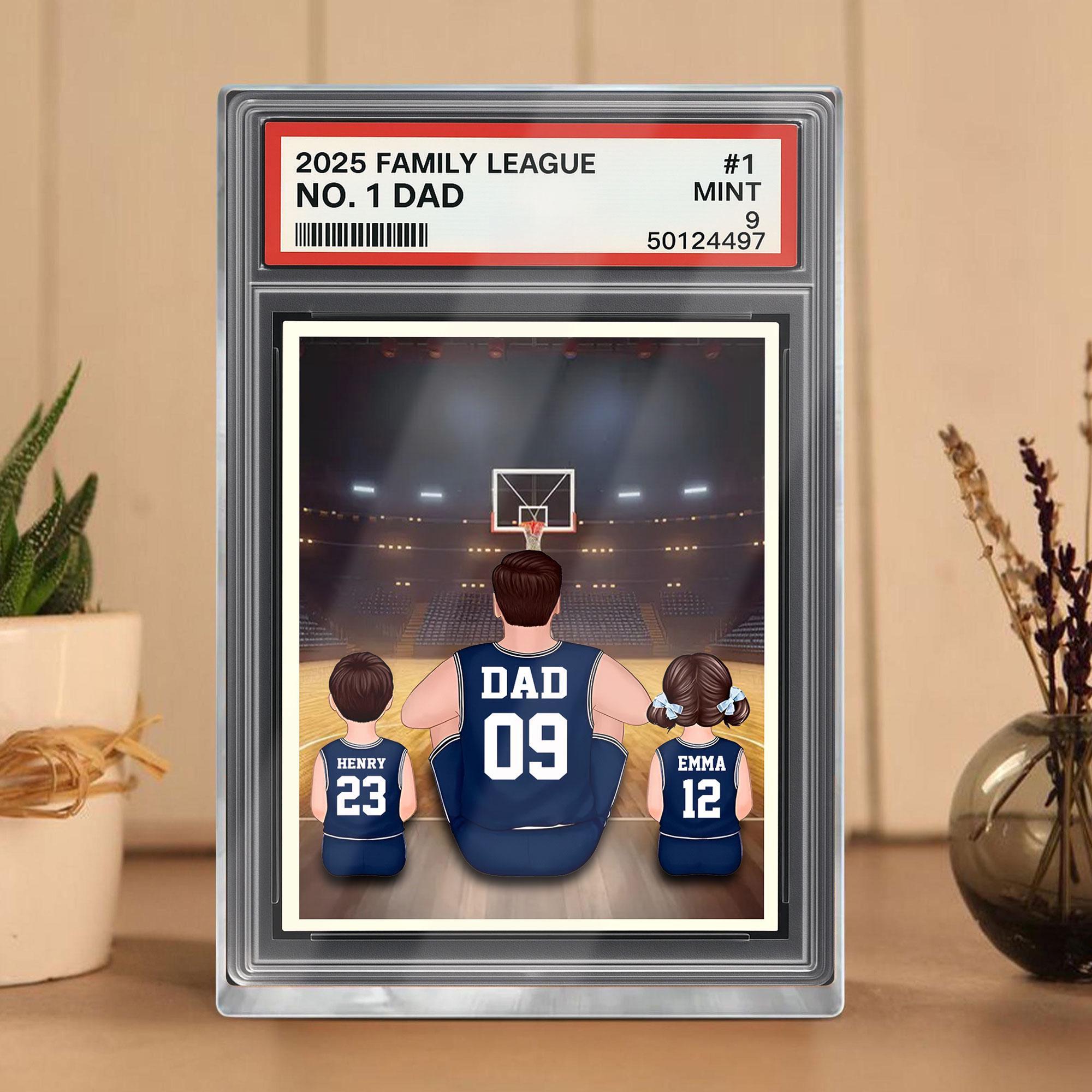Basketball No.1 Dad Man And Kids Trading Card Style Personalized Acrylic Block, Fathers Day Gift For Basketball Dad, ...