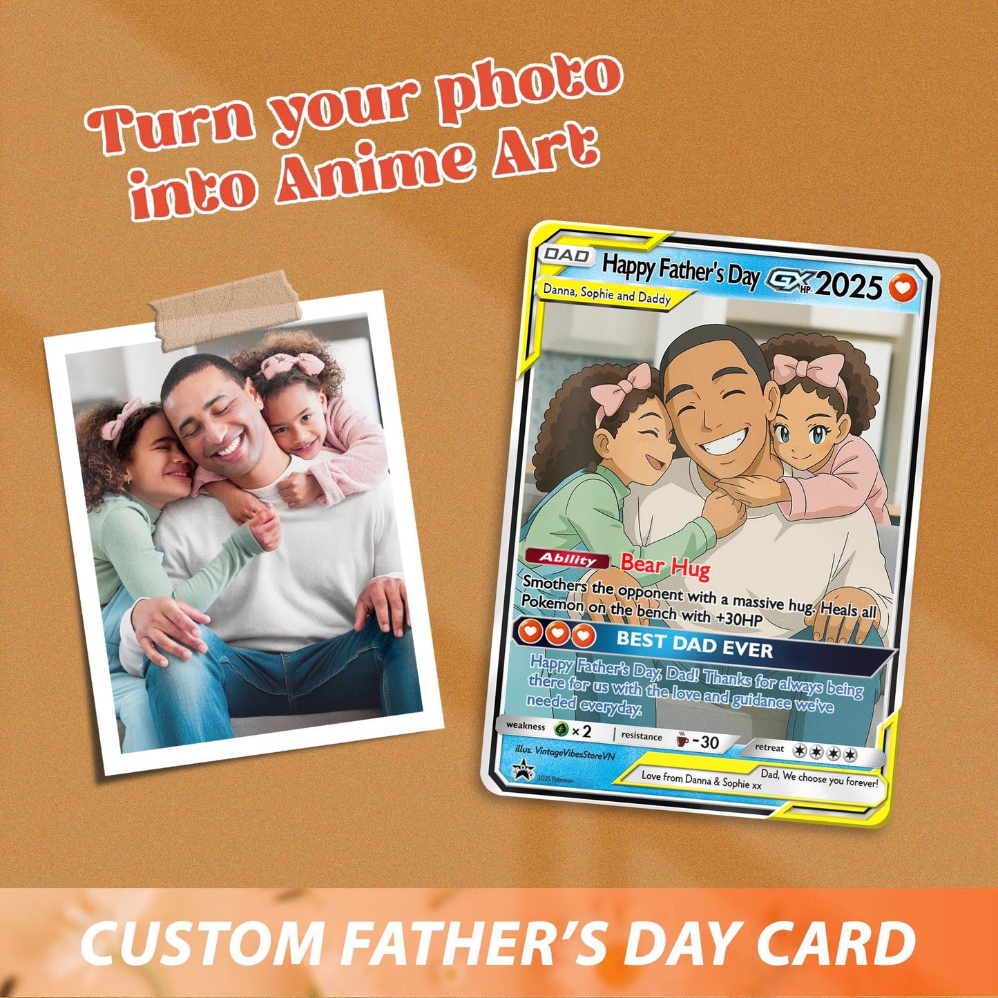 Personalized Father's Day Poke Card, Custom Photo Art Card, Best Dad Wallet Card Gift For Dad, Father's Day Gift From...