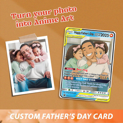 Personalized Father's Day Poke Card, Custom Photo Art Card, Best Dad Wallet Card Gift For Dad, Father's Day Gift From...
