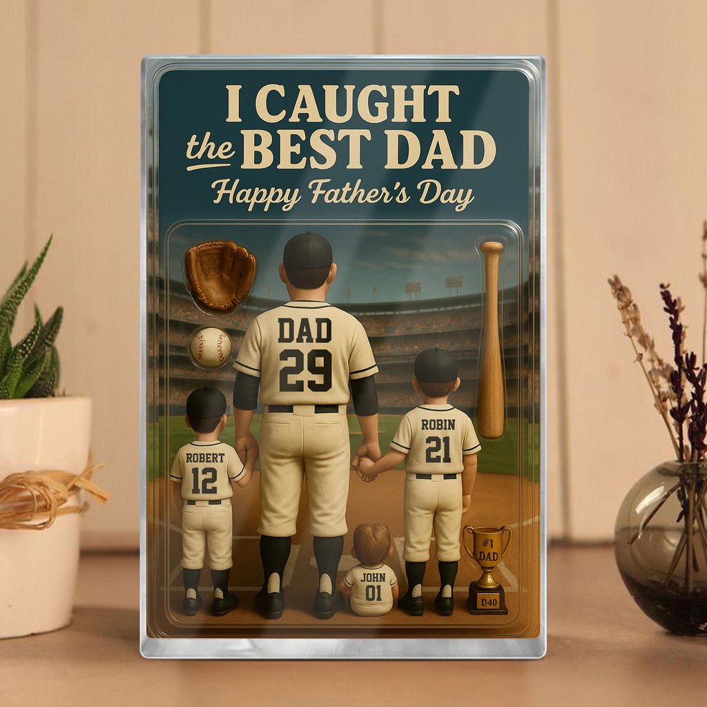 Baseball No. 1 Dad Man And Kids Trading Card Style Personalized Acrylic Block, Dad Acrylic Plaque, Father's Day Gift ...