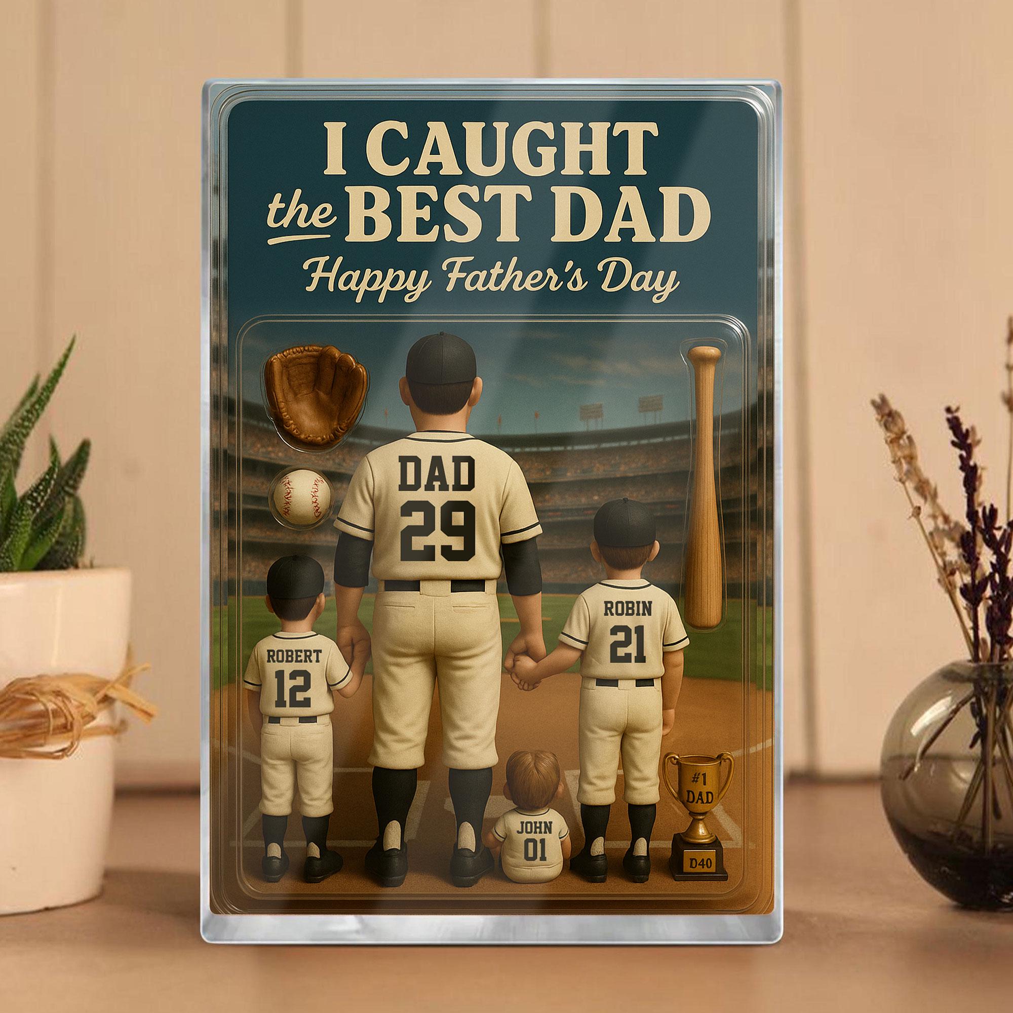 Baseball No. 1 Dad Man And Kids Trading Card Style Personalized Acrylic Block, Dad Acrylic Plaque, Father's Day Gift ...