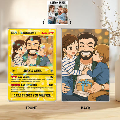 Personalized Photo Cards Hologram Acrylic Block Plaque, Personalized Anime Acrylic Block for Dad, Custom Acrylic 2D P...