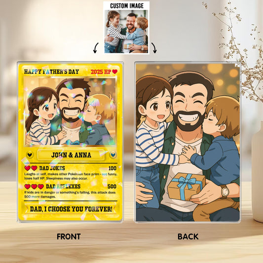Personalized Photo Cards Hologram Acrylic Block Plaque, Personalized Anime Acrylic Block for Dad, Custom Acrylic 2D P...