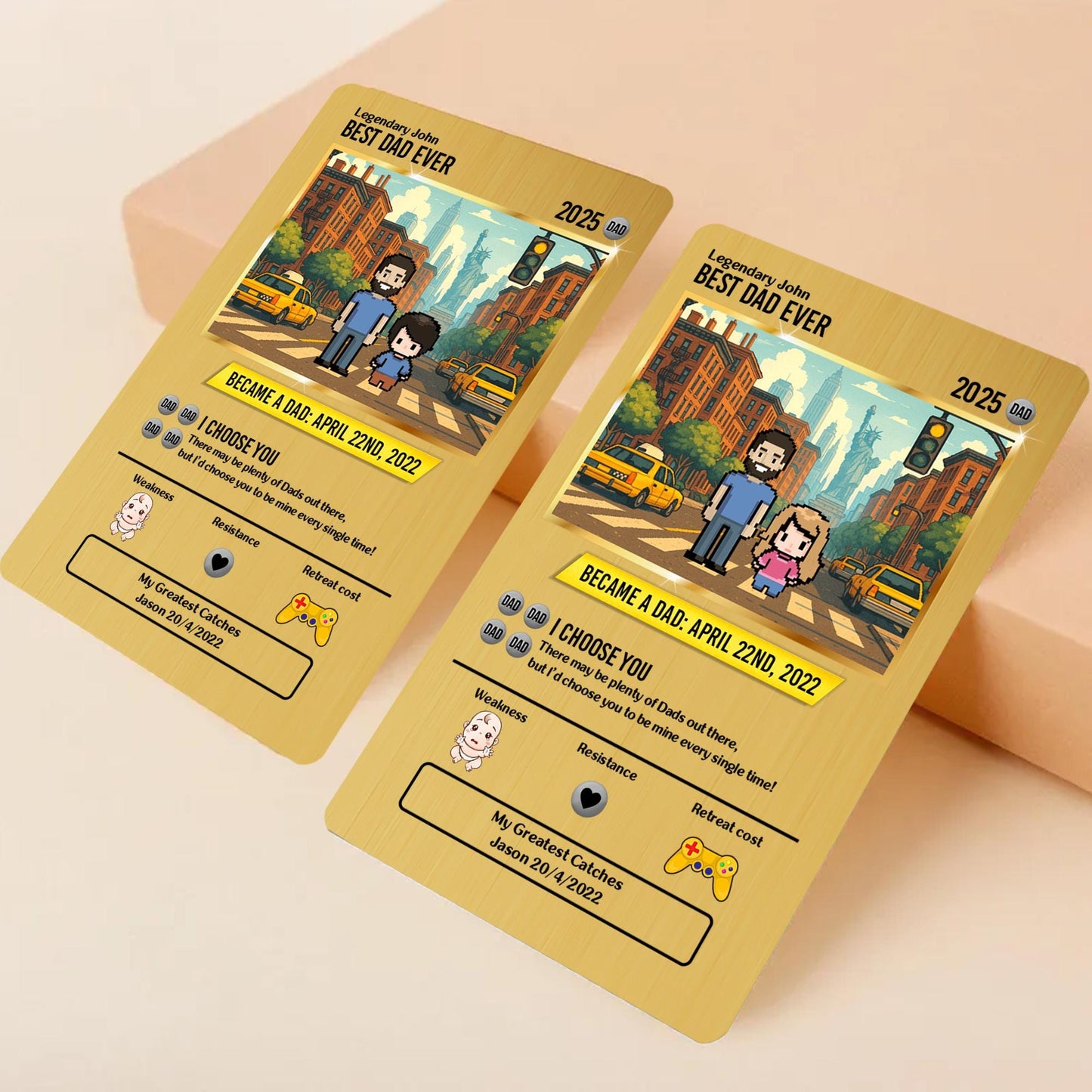Custom Pixel Art Dad Card – Unique Father's Day Gift, Personalized Wallet Insert for Dad's Special Day, Custom Dad Me...
