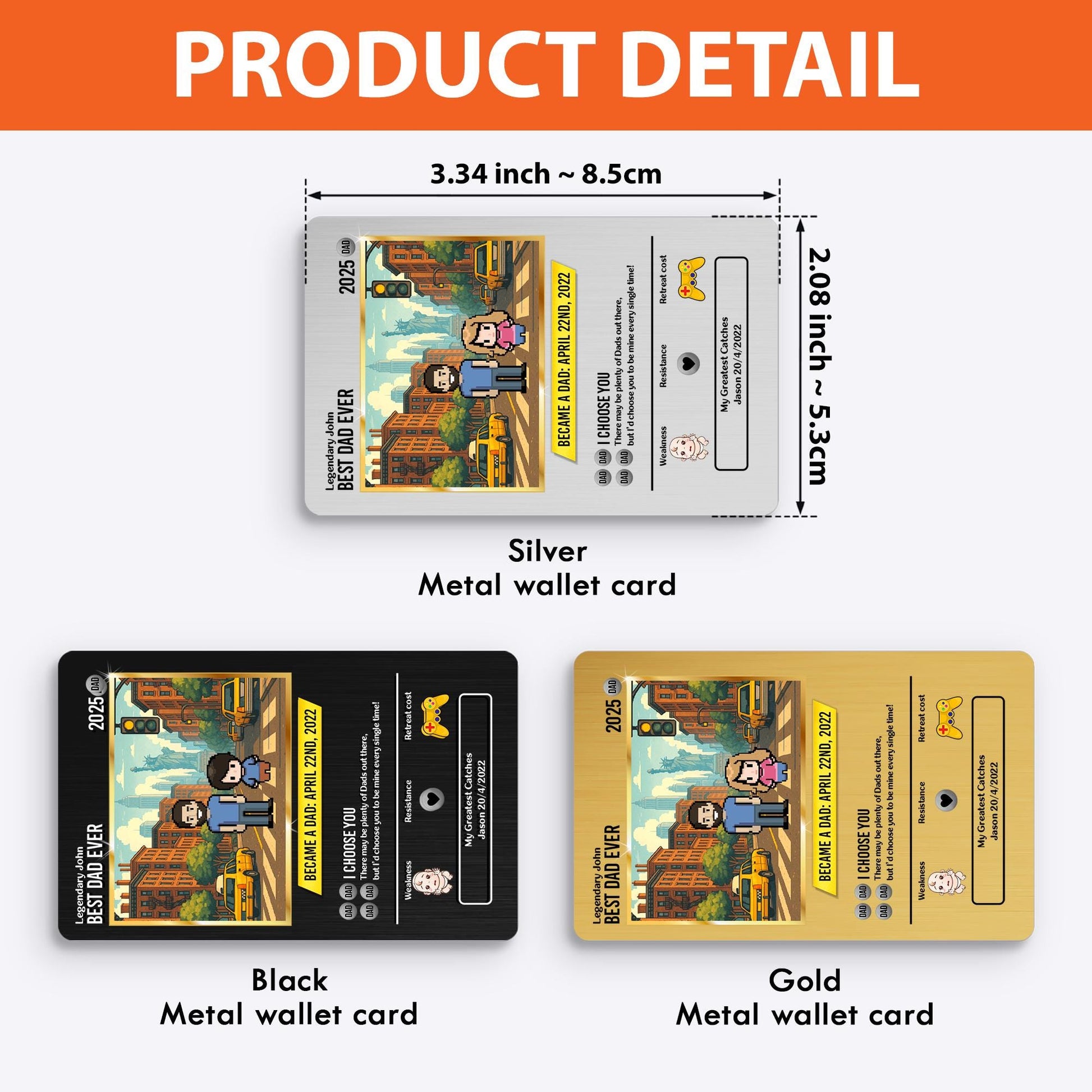 Custom Pixel Art Dad Card – Unique Father's Day Gift, Personalized Wallet Insert for Dad's Special Day, Custom Dad Me...