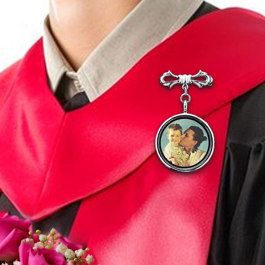 Custom Graduation Lapel Pin With Photo, Message Card Available Graduation Charm, High School Graduation, Funeral Lape...