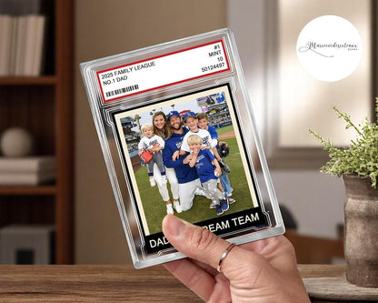 Personalized Family Photo Trading Card Acrylic Block – Father's Day Gift for Baseball Dad, #1 Dad Sports Keepsake, Cu...