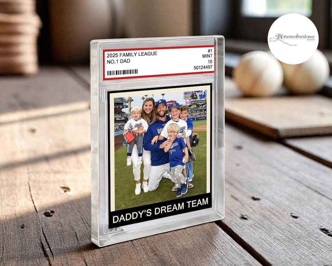 Personalized Family Photo Trading Card Acrylic Block – Father's Day Gift for Baseball Dad, #1 Dad Sports Keepsake, Cu...