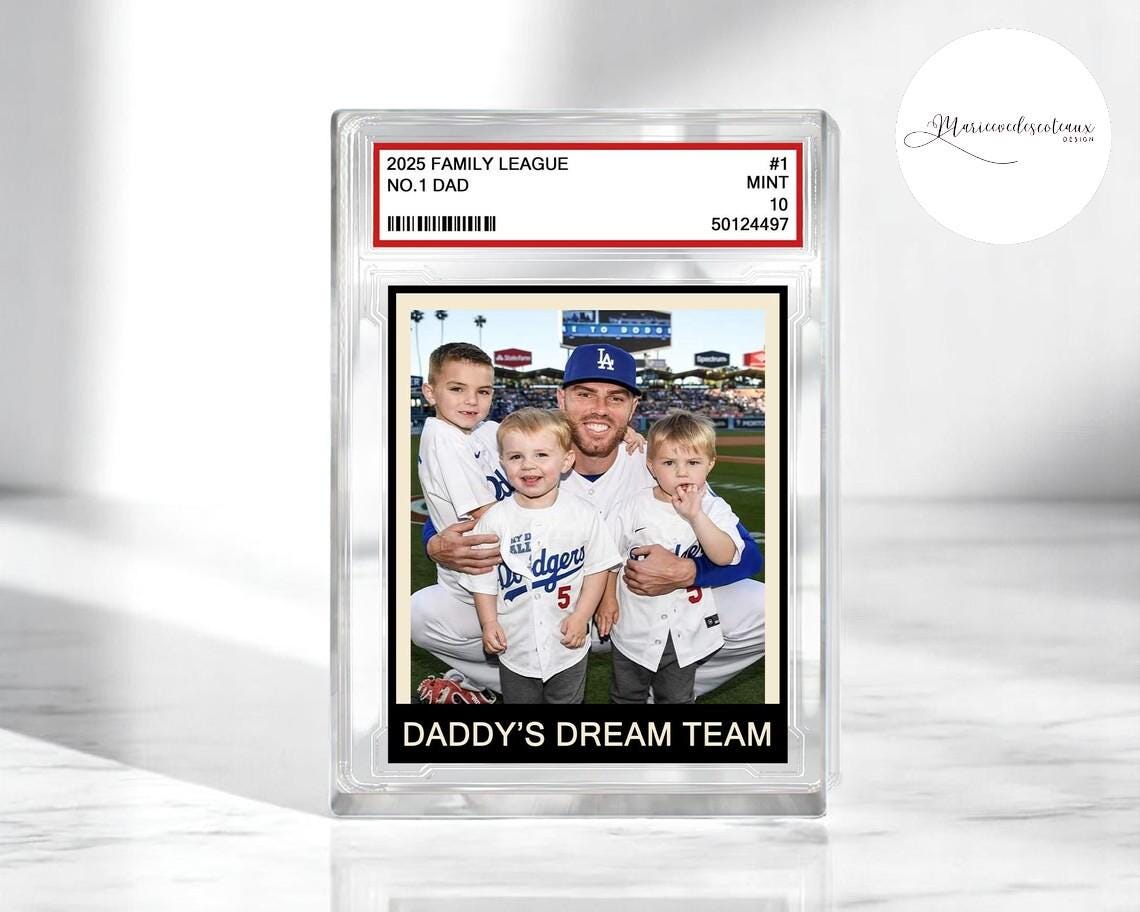 Personalized Family Photo Trading Card Acrylic Block – Father's Day Gift for Baseball Dad, #1 Dad Sports Keepsake, Cu...