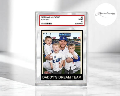 Personalized Family Photo Trading Card Acrylic Block – Father's Day Gift for Baseball Dad, #1 Dad Sports Keepsake, Cu...