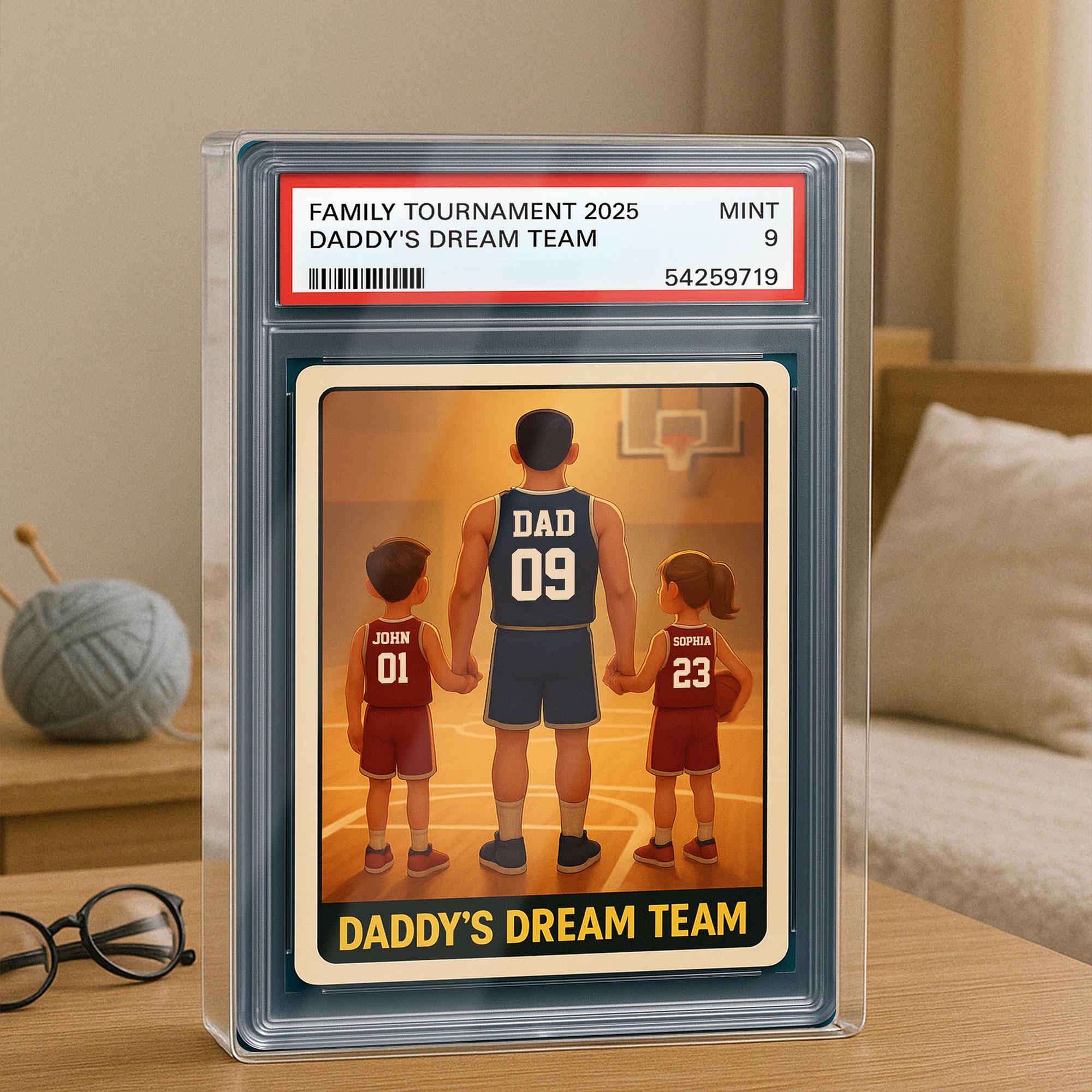 Basketball No.1 Dad Grandpa Man And Kids Trading Card Style Personalized Acrylic Block, Fathers Day Gift For Basketba...