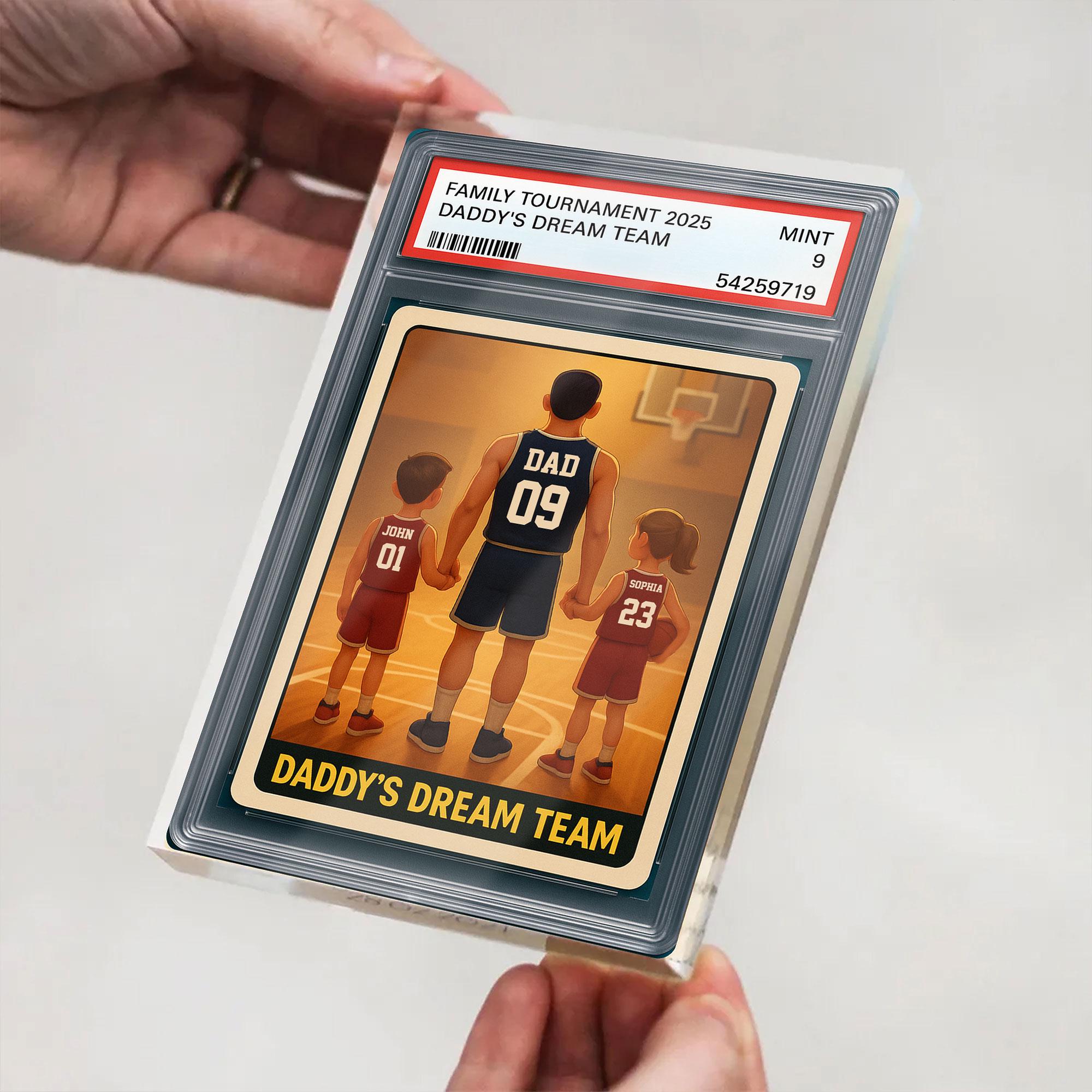 Basketball No.1 Dad Grandpa Man And Kids Trading Card Style Personalized Acrylic Block, Fathers Day Gift For Basketba...