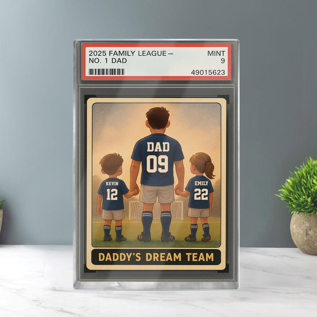 Soccer No.1 Dad Grandpa Man And Kids Trading Card Style Personalized Acrylic Block, Fathers Day Gift For Soccer Dad, ...